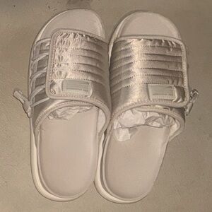 Women's Silver Slide Sandals